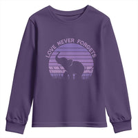 Alzheimer's Awareness Support Youth Sweatshirt Vintage Elephant Love Never Forgets