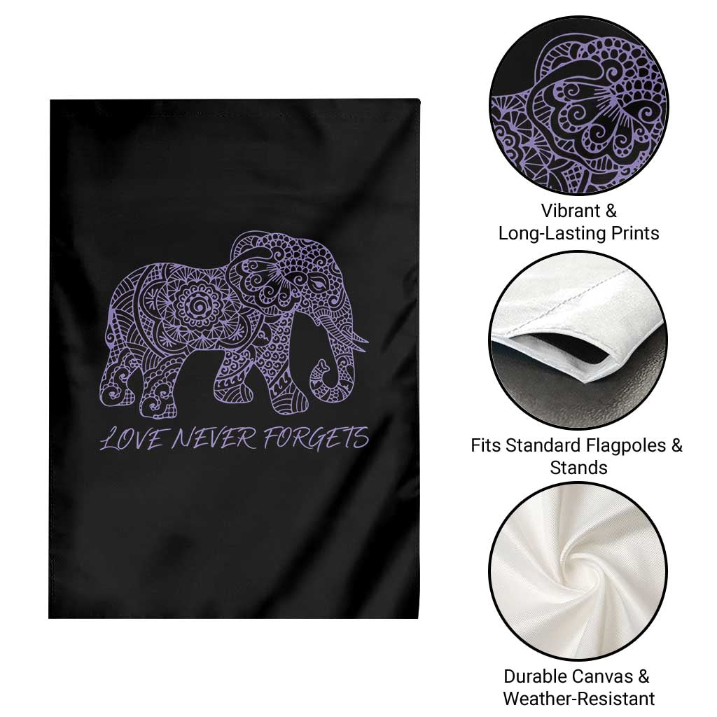 Love Never Forgets Elephant Mandala Garden Flag Animal Lover Gift