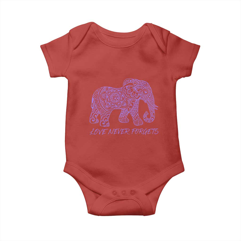 Love Never Forgets Elephant Mandala Baby Onesie Animal Lover Gift