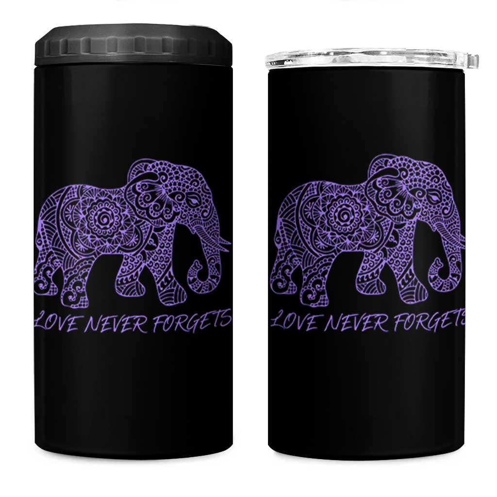 Love Never Forgets Elephant Mandala 4 in 1 Can Cooler Tumbler Animal Lover Gift