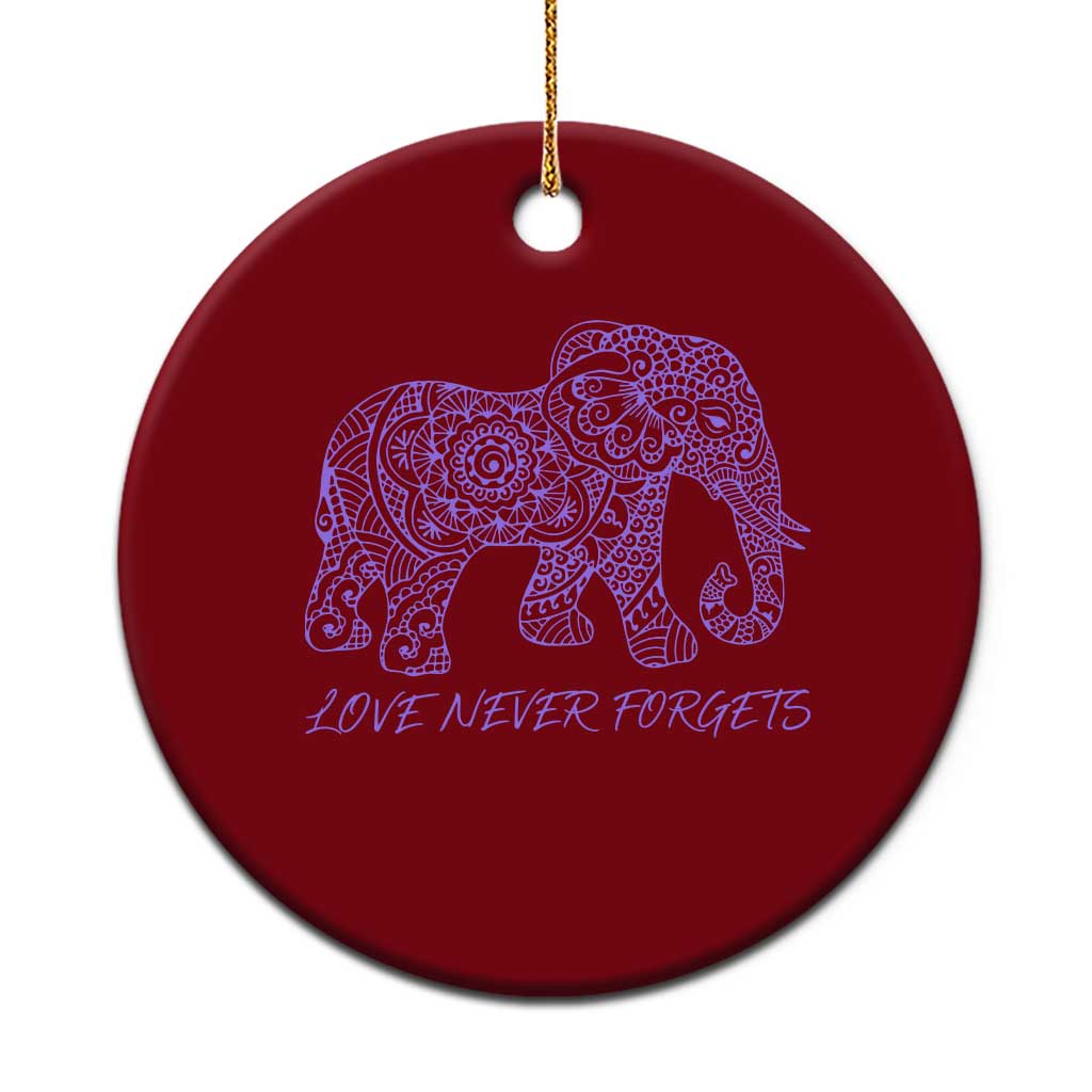 Love Never Forgets Elephant Mandala Ceramic Ornament Animal Lover Gift