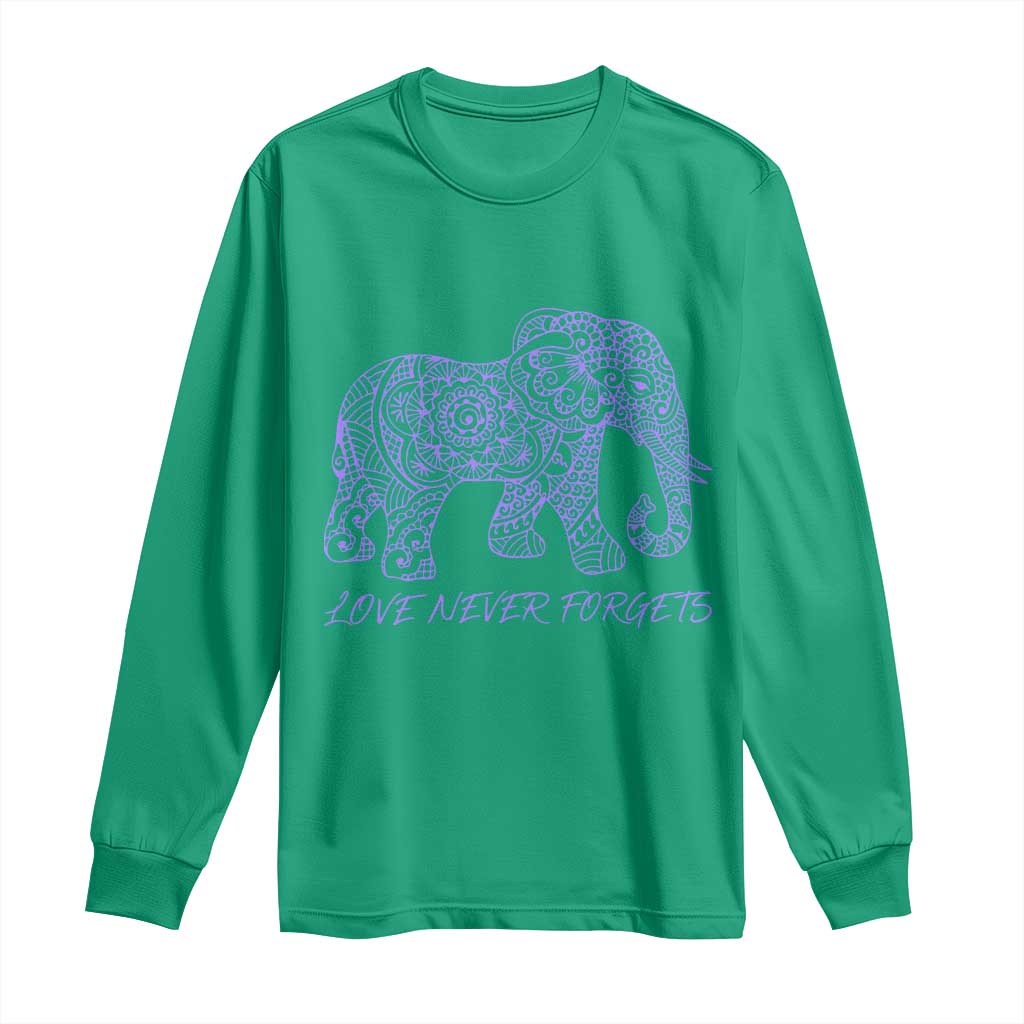 Love Never Forgets Elephant Mandala Long Sleeve Shirt Animal Lover Gift