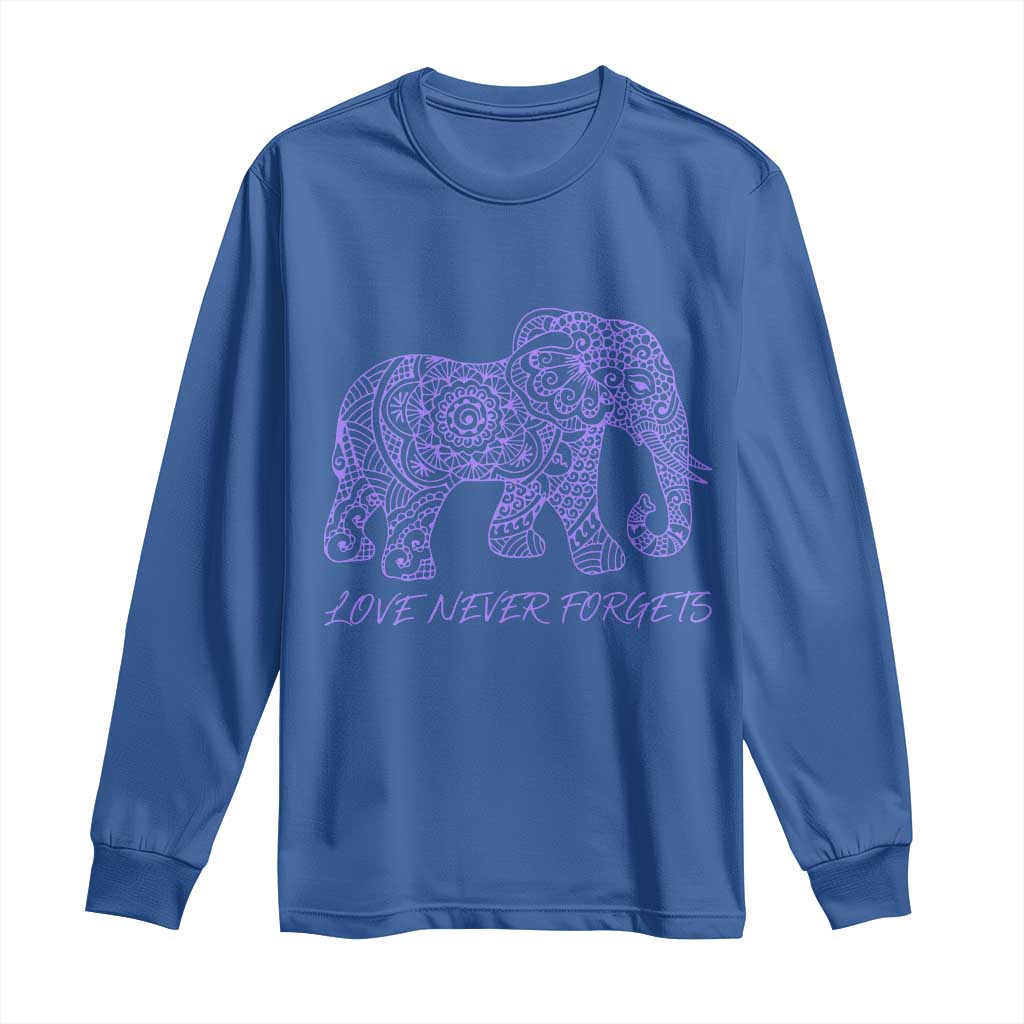 Love Never Forgets Elephant Mandala Long Sleeve Shirt Animal Lover Gift