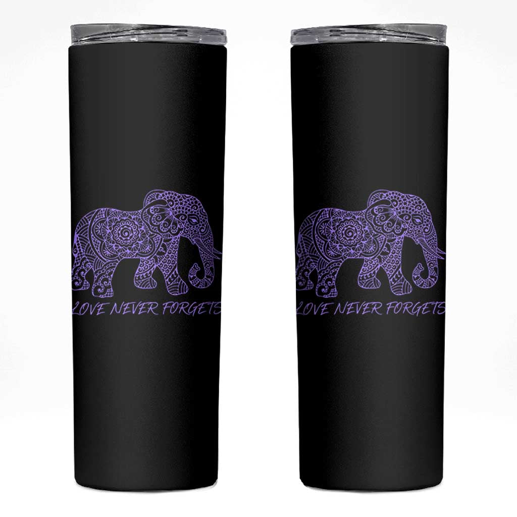 Love Never Forgets Elephant Mandala Skinny Tumbler Animal Lover Gift