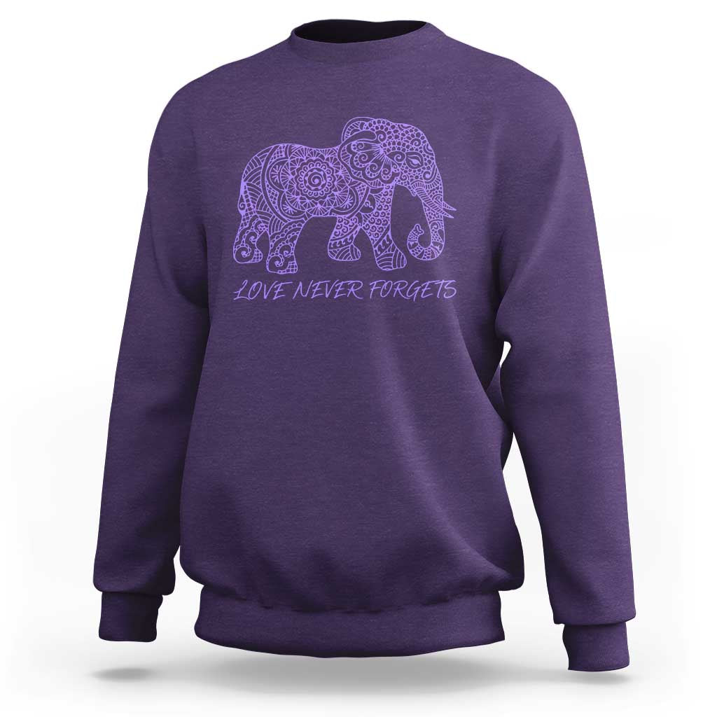 Love Never Forgets Elephant Mandala Sweatshirt Animal Lover Gift