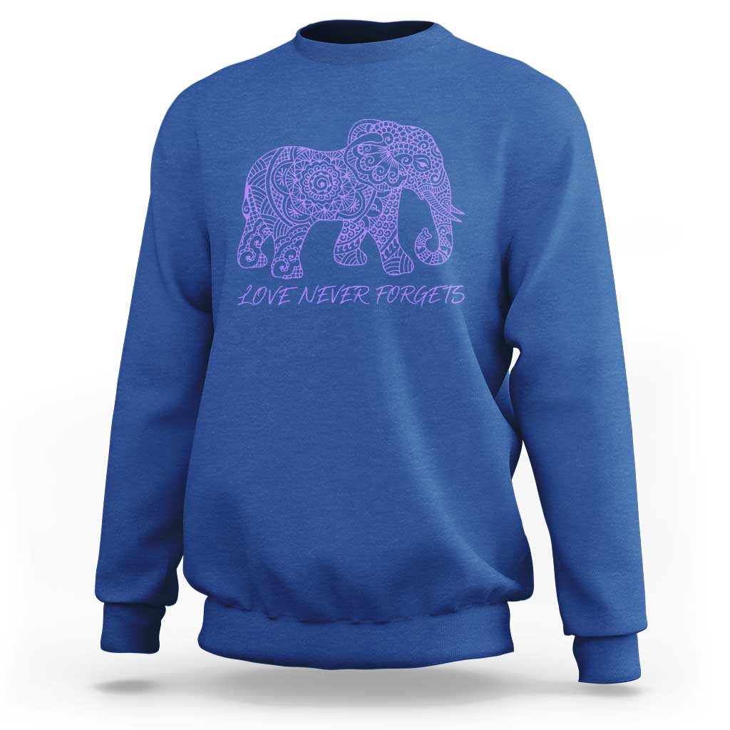 Love Never Forgets Elephant Mandala Sweatshirt Animal Lover Gift