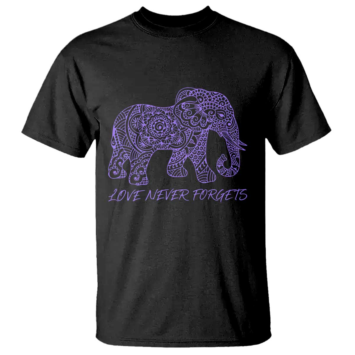 Love Never Forgets Elephant Mandala T Shirt Animal Lover Gift