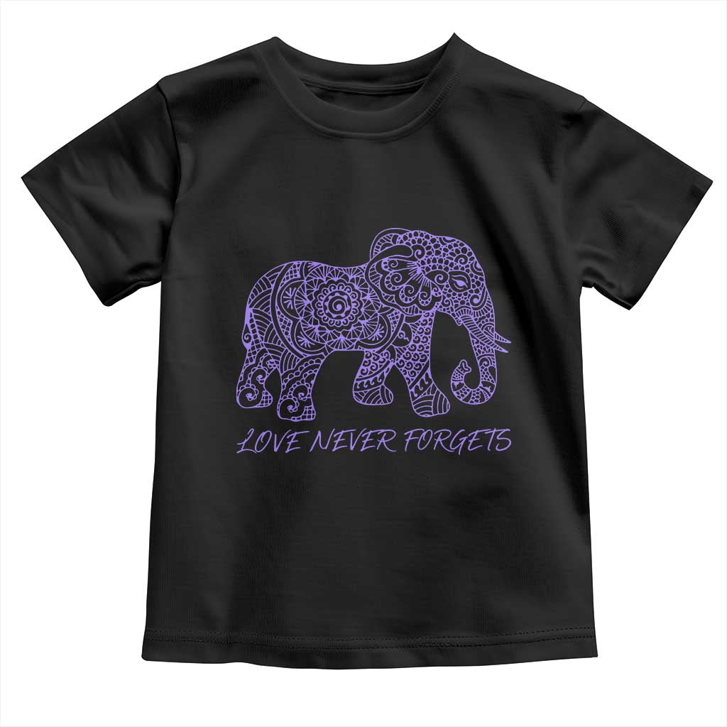 Love Never Forgets Elephant Mandala Toddler T Shirt Animal Lover Gift