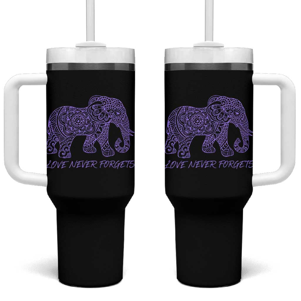 Love Never Forgets Elephant Mandala Tumbler With Handle Animal Lover Gift