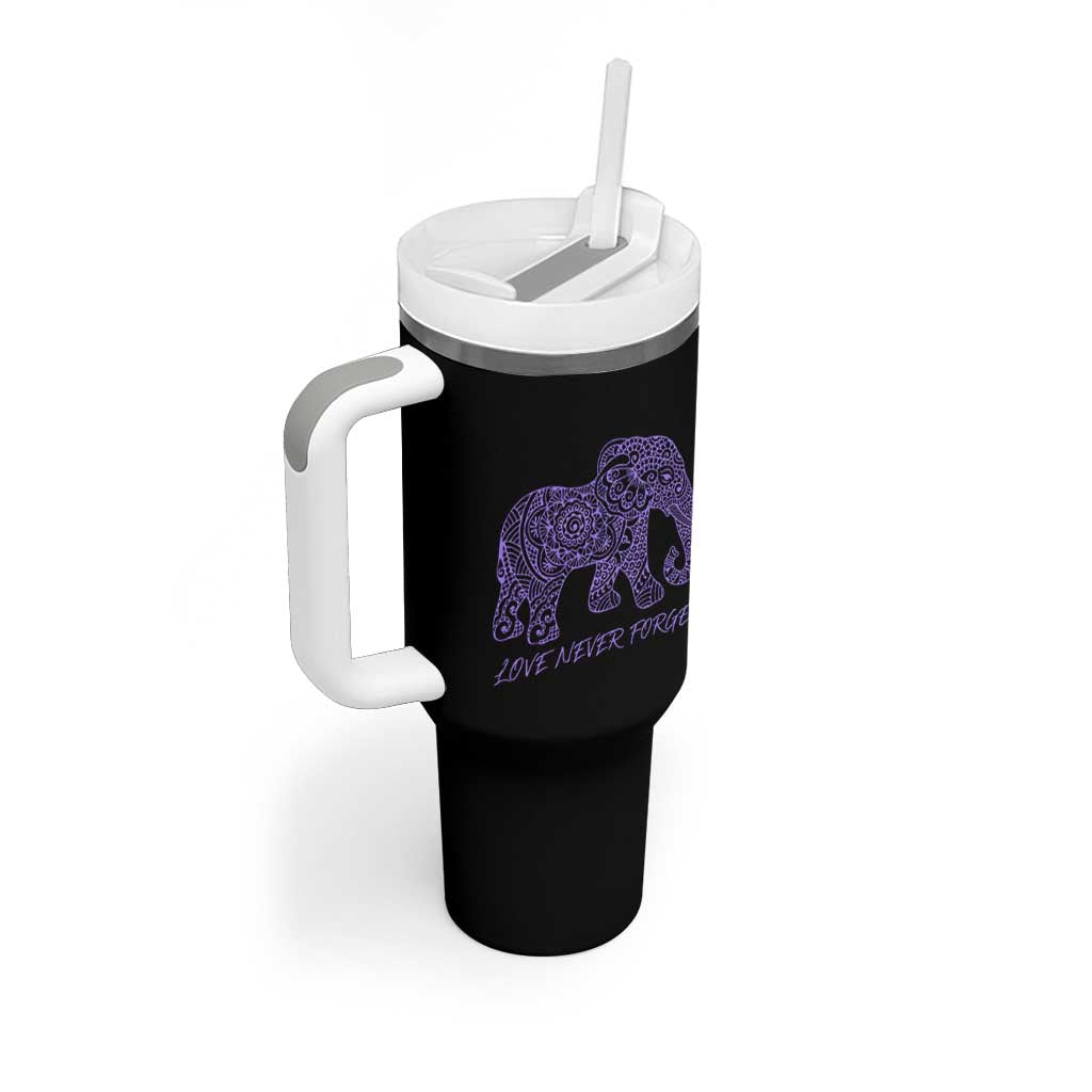 Love Never Forgets Elephant Mandala Tumbler With Handle Animal Lover Gift