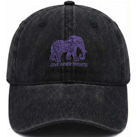 Love Never Forgets Elephant Mandala Washed Cotton Baseball Cap Animal Lover Gift