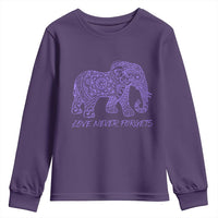 Love Never Forgets Elephant Mandala Youth Sweatshirt Animal Lover Gift