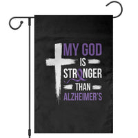 My God Is Stronger Than Alzheimers Garden Flag Christian Purple Ribbon Faith Support
