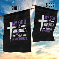 My God Is Stronger Than Alzheimers Garden Flag Christian Purple Ribbon Faith Support