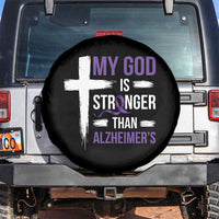 My God Is Stronger Than Alzheimers Spare Tire Cover Christian Purple Ribbon Faith Support