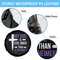My God Is Stronger Than Alzheimers Spare Tire Cover Christian Purple Ribbon Faith Support
