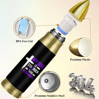 My God Is Stronger Than Alzheimers Bullet Tumbler Christian Purple Ribbon Faith Support