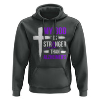 My God Is Stronger Than Alzheimers Hoodie Christian Purple Ribbon Faith Support