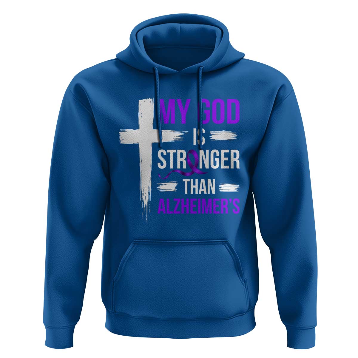 My God Is Stronger Than Alzheimers Hoodie Christian Purple Ribbon Faith Support