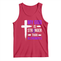 My God Is Stronger Than Alzheimers Tank Top Christian Purple Ribbon Faith Support