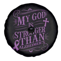 My God Is Stronger Than Alzheimers Spare Tire Cover Faith Hope Purple Ribbon Graphic