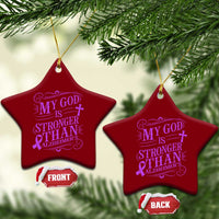 My God Is Stronger Than Alzheimers Ceramic Ornament Faith Hope Purple Ribbon Graphic