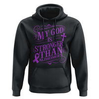 My God Is Stronger Than Alzheimers Hoodie Faith Hope Purple Ribbon Graphic