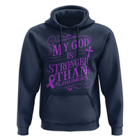 My God Is Stronger Than Alzheimers Hoodie Faith Hope Purple Ribbon Graphic