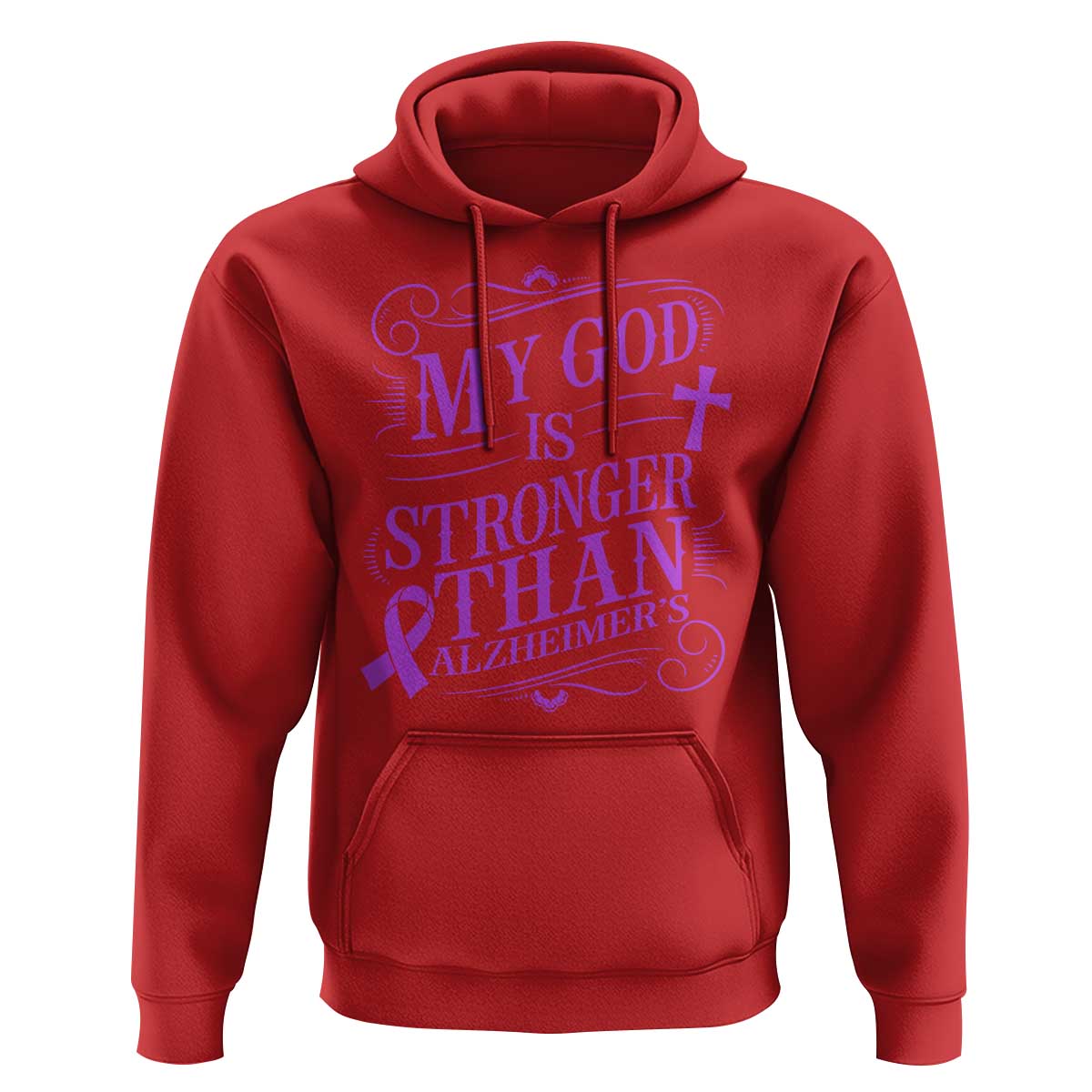 My God Is Stronger Than Alzheimers Hoodie Faith Hope Purple Ribbon Graphic