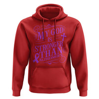 My God Is Stronger Than Alzheimers Hoodie Faith Hope Purple Ribbon Graphic