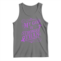My God Is Stronger Than Alzheimers Tank Top Faith Hope Purple Ribbon Graphic
