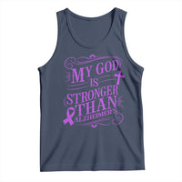 My God Is Stronger Than Alzheimers Tank Top Faith Hope Purple Ribbon Graphic