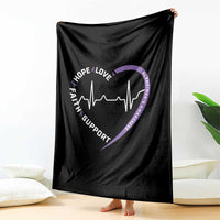 Alzheimers Awareness Heart Heartbeat Purple Ribbon Throw Blanket Hope Love Faith Support