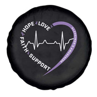 Alzheimers Awareness Heart Heartbeat Purple Ribbon Spare Tire Cover Hope Love Faith Support