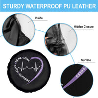 Alzheimers Awareness Heart Heartbeat Purple Ribbon Spare Tire Cover Hope Love Faith Support