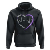 Alzheimers Awareness Heart Heartbeat Purple Ribbon Hoodie Hope Love Faith Support