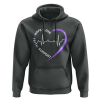 Alzheimers Awareness Heart Heartbeat Purple Ribbon Hoodie Hope Love Faith Support