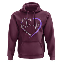 Alzheimers Awareness Heart Heartbeat Purple Ribbon Hoodie Hope Love Faith Support