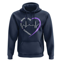 Alzheimers Awareness Heart Heartbeat Purple Ribbon Hoodie Hope Love Faith Support