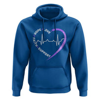Alzheimers Awareness Heart Heartbeat Purple Ribbon Hoodie Hope Love Faith Support
