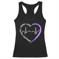 Alzheimers Awareness Heart Heartbeat Purple Ribbon Racerback Tank Top Hope Love Faith Support