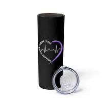 Alzheimers Awareness Heart Heartbeat Purple Ribbon Skinny Tumbler Hope Love Faith Support