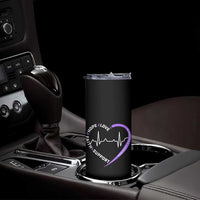 Alzheimers Awareness Heart Heartbeat Purple Ribbon Skinny Tumbler Hope Love Faith Support