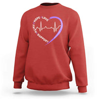 Alzheimers Awareness Heart Heartbeat Purple Ribbon Sweatshirt Hope Love Faith Support