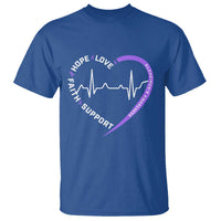 Alzheimers Awareness Heart Heartbeat Purple Ribbon T Shirt Hope Love Faith Support