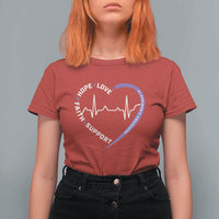 Alzheimers Awareness Heart Heartbeat Purple Ribbon T Shirt For Women Hope Love Faith Support