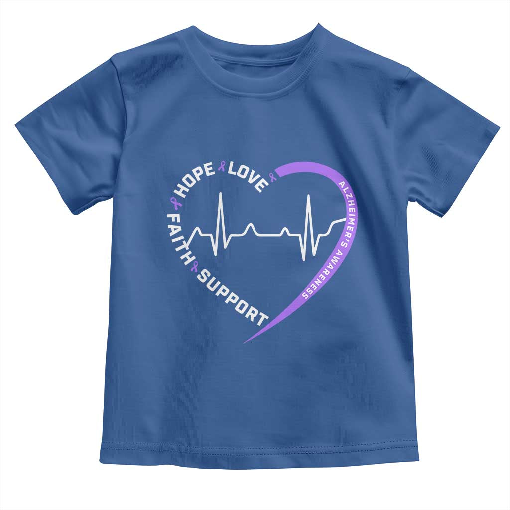 Alzheimers Awareness Heart Heartbeat Purple Ribbon Toddler T Shirt Hope Love Faith Support