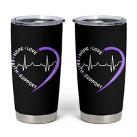 Alzheimers Awareness Heart Heartbeat Purple Ribbon Tumbler Cup Hope Love Faith Support