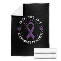 Faith Hope Love Purple Ribbon Throw Blanket End Alzheimers Butterfly Graphic
