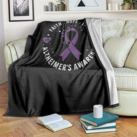 Faith Hope Love Purple Ribbon Throw Blanket End Alzheimers Butterfly Graphic